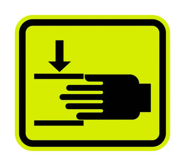 Vector illustration of Crush hazard Mind your hands Sign