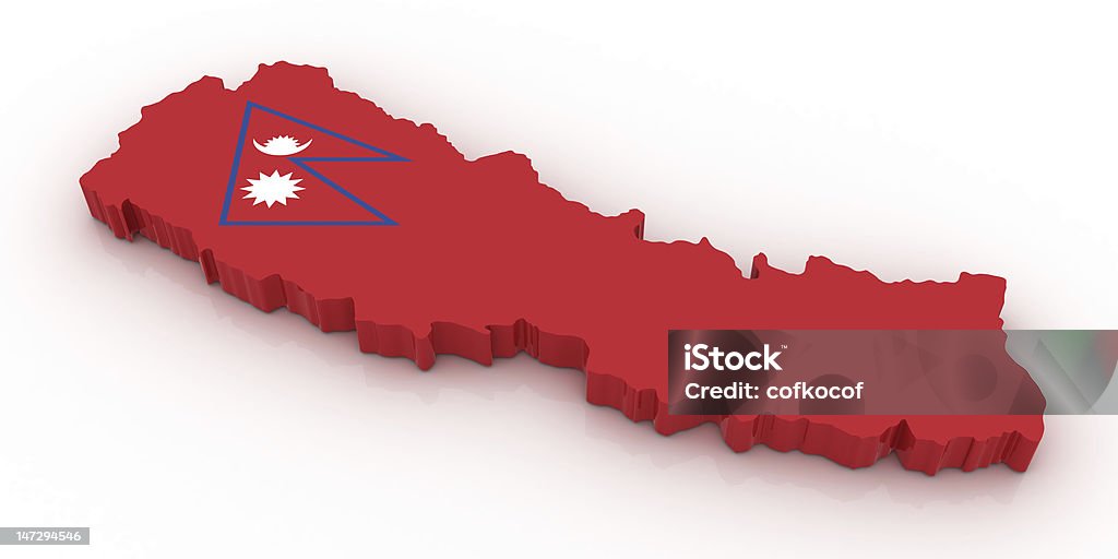 Map of Nepal Three dimensional map of Nepal in Nepal flag colors. Asia Stock Photo