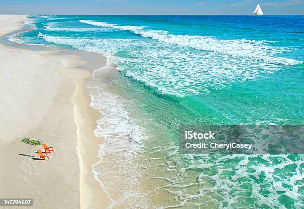 Beach Chairs And Umbrella Stock Photo - Download Image Now - Florida - US State, Beach, Pensacola