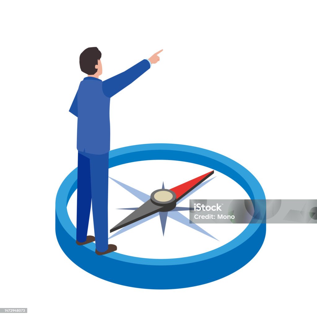 Training Compass A Man Pointing A Course On A Compass Stock Illustration - Download ...