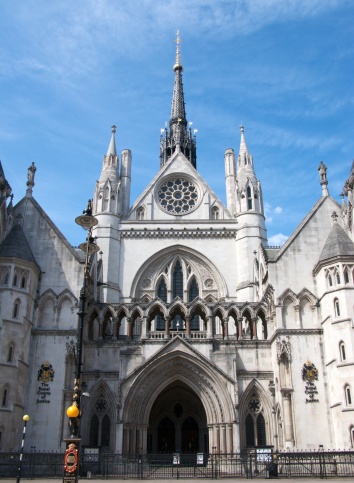 The entrance to the Royal Courts of Justice in London, England