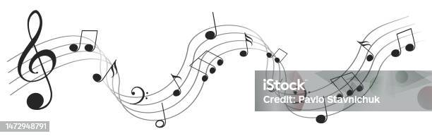 Wave Between Musical Notes Music Notes Wave Isolated Group Musical Notes Abstract Background ...