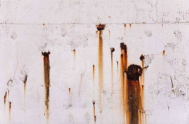 Running rust on steel hull stock photo