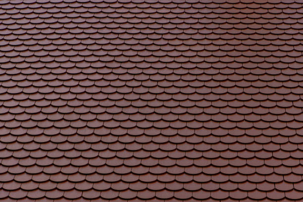 istock Orange red roof tiles background pattern 1472950423