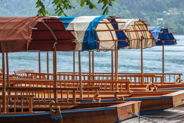 istock Small gondola boats with sunshade 1472951960