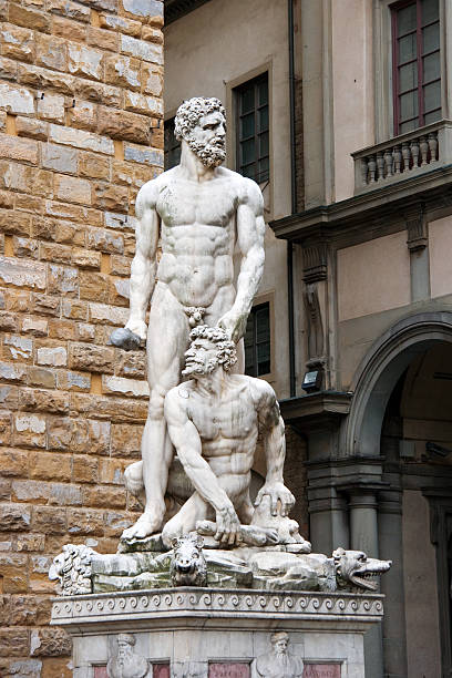 Statue of Hercules and Cacus Statue of Hercules and Cacus by Bandinelli, Florence, Italy hercules florence italy muscular build statue stock pictures, royalty-free photos & images