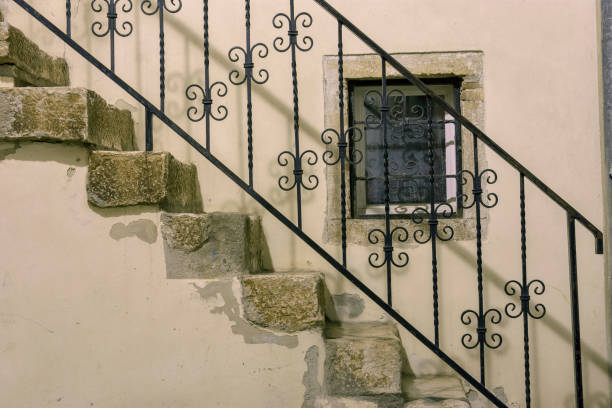 istock Old stone stairs at night 1472954668