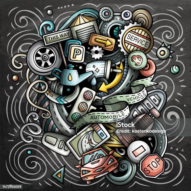 Auto Service Writer Cartoon Auto Service Cartoon Vector Doodle Illustration Stock Illustration ...