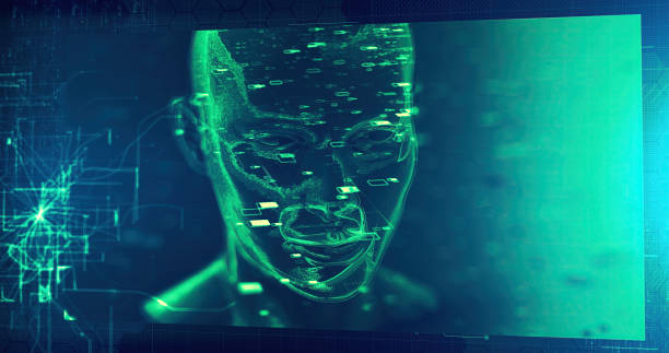 istock Hi Tech Futuristic Electronic Portrait in Sci-fi Humankind 1472957447