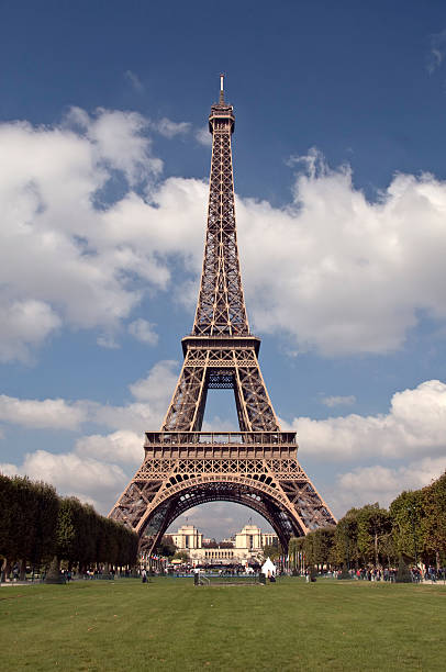 istock Eiffel Tower with blue skies and clouds 147295979