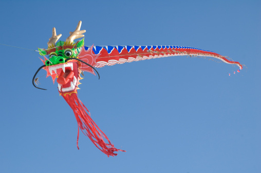 Large-scale kite flying in the sky