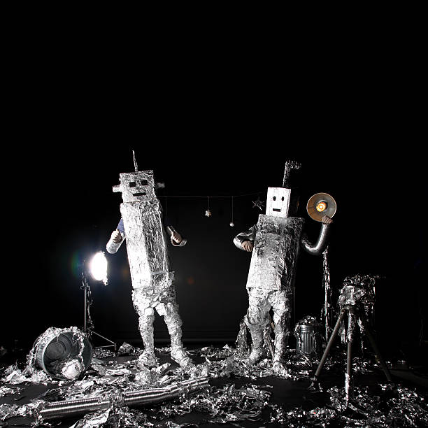 istock Dancing Tin Foil Robots Lunar Landing 147297017