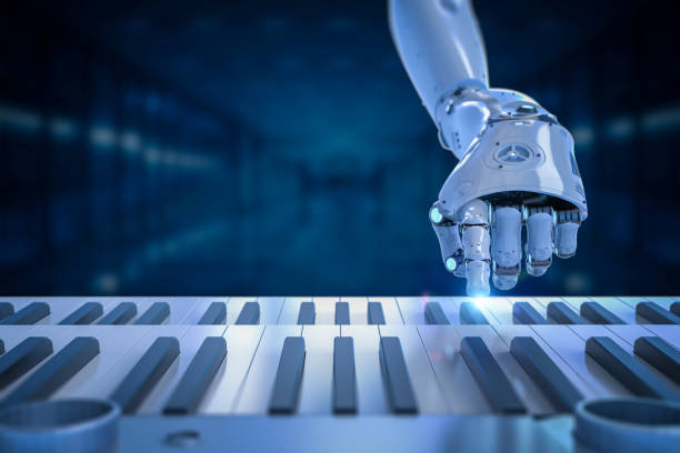 istock Ai music composer or generator with robot play piano 1472973010