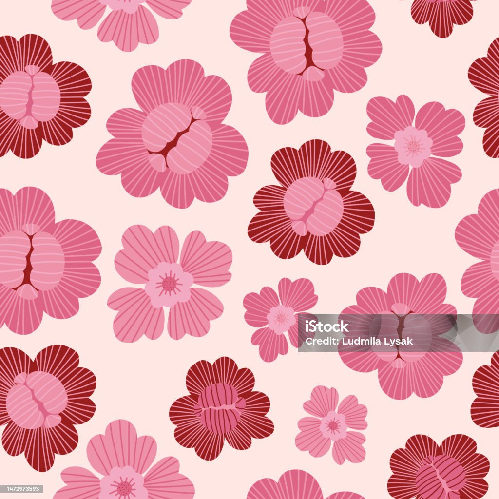 Retro Floral Seamless Pattern Abstract Groovy Daisy Flower On Light Pink  Background Vector Illustration Aesthetic Modern Art For Wallpaper Design  Textile Packaging Decor Stock Illustration - Download Image Now - iStock