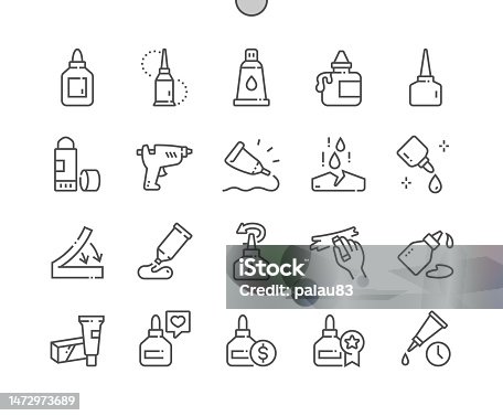 istock Glue. Putting glue, sealant from a tube. Adhesive. Buy, price and product reviews. Pixel Perfect Vector Thin Line Icons. Simple Minimal Pictogram 1472973689