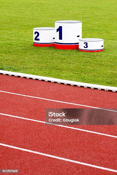 Track Lanes With Winners Podium Stock Photo - Download Image Now - Airport Runway, Grass, Green Color