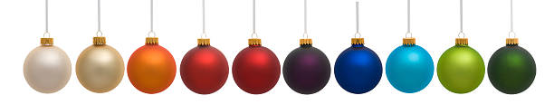 istock Ten Colorful Christmas Ornaments Border 147297553