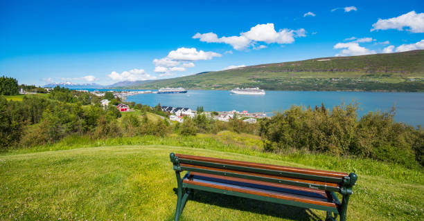 Coastline of town of Akureyri in Iceland Coastline of town of Akureyri in North Iceland akureyri stock pictures, royalty-free photos & images