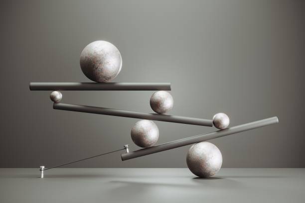 Balance concept Balance concept with different spheres. (3d render) educational subject stock pictures, royalty-free photos & images