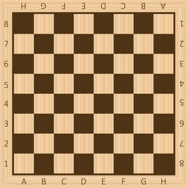 나무 배경에 체스 보드입니다. 체커 또는 초안, 어둡고 밝은 갈색의 조각으로 게임. 벡터 그림입니다. - chess leisure games chess queen skill stock illustrations
