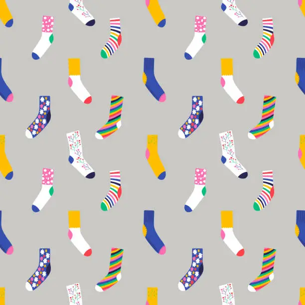 Vector illustration of Seamless pattern with colorful trendy socks vector illustration