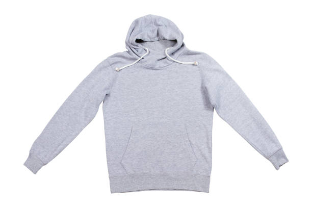 istock gray sweatshirt with a hood on a white background isolated copy space, empty hoody 1472980674