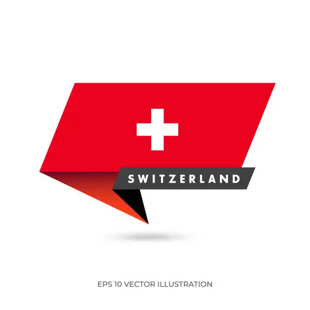 Vector illustration of Switzerland or Swiss Flag, Banner shape flag vector stock illustration