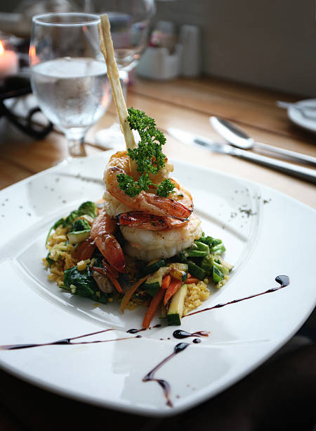 istock Gourmet Restorant shrimp plate for dinner 147298250
