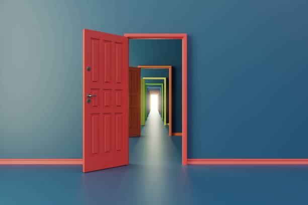Choice concept with opening doors stock photo