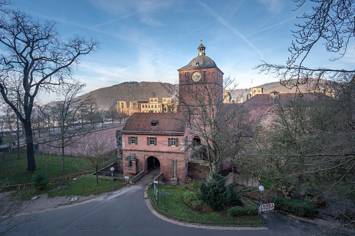 Aerial view of Heidelberg Castle Entrance and Gate Tower (Torturm) - Heidelberg, Germany