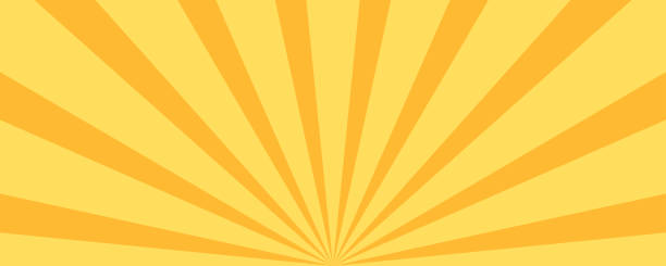 illustrations, cliparts, dessins animés et icônes de soleil jaune et orange ou coucher de soleil. demi-rayon de soleil. rétro rayon de soleil ou soleil sur fond jaune. - deflated