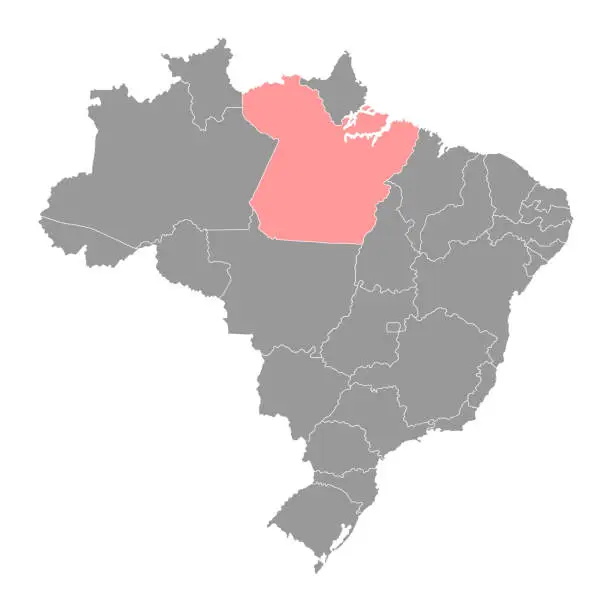 Vector illustration of Para Map, state of Brazil. Vector Illustration.