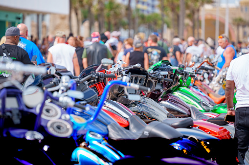 Daytona, FL, USA - March 10, 20223: Daytona Beach FL Bike Week Spring Break annual motorcycle gathering