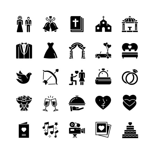 ilustrações de stock, clip art, desenhos animados e ícones de wedding icon set - church wedding