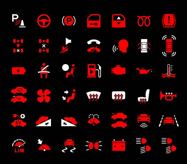 Vector illustration of Car functions icon set