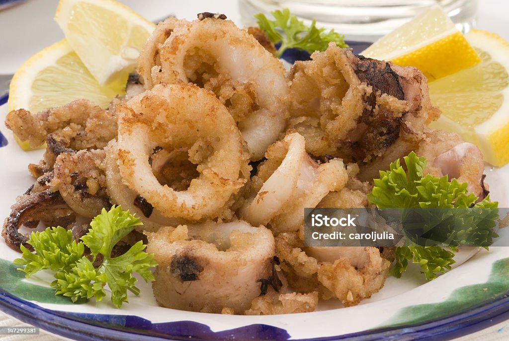Spanische Küche. Andalusische Frittierte Calamari. - Lizenzfrei Bildschärfe Stock-Foto