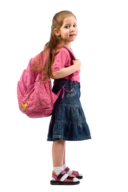 istock Very Young elementary age girl with pink backpack 147299874