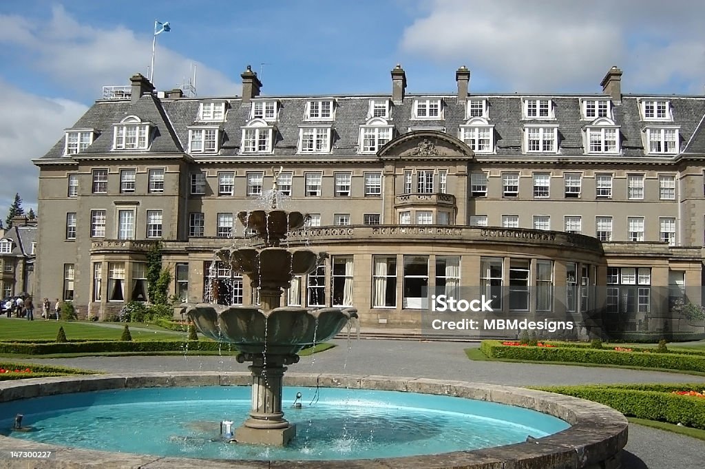 Fontanna i Hotel, Gleneagles, Szkocja - Zbiór zdjęć royalty-free (Gleneagles - Szkocja)