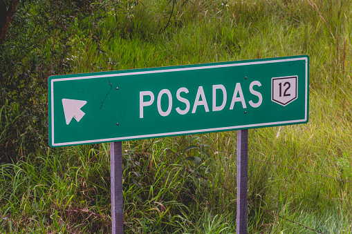 sign indicating the city of Posadas by RN 12
