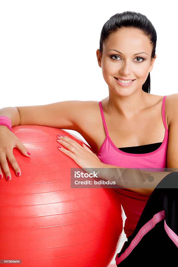 Портрет женщины с фитнес мяч - Стоковые фото Aerobics роялти-фри