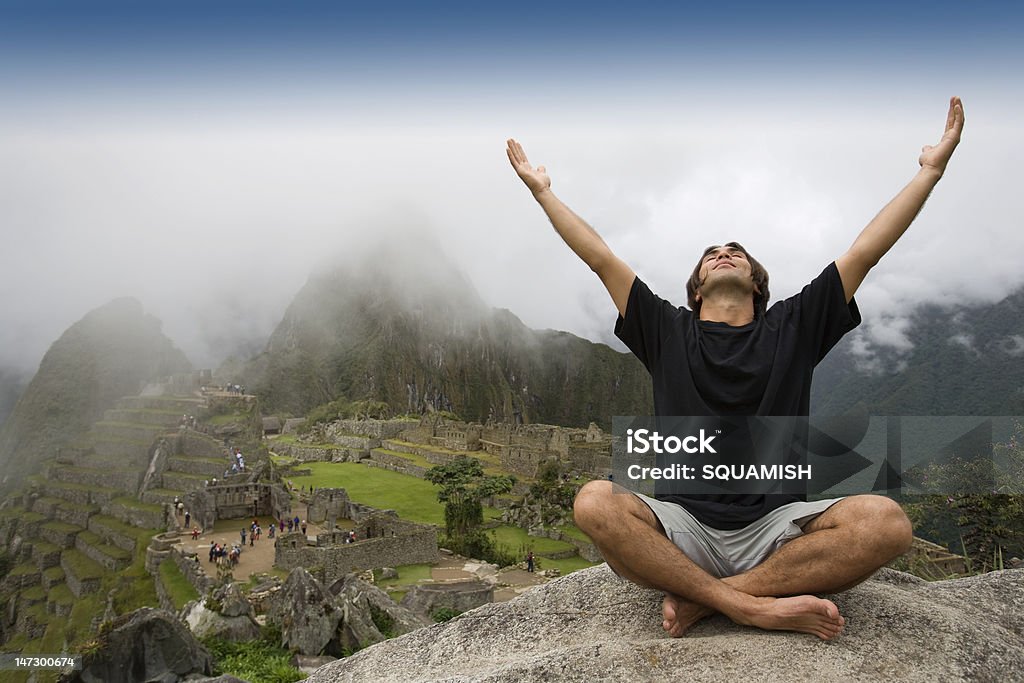 Tourist in Machu Picchu, Peru. - Lizenzfrei Aktiver Lebensstil Stock-Foto