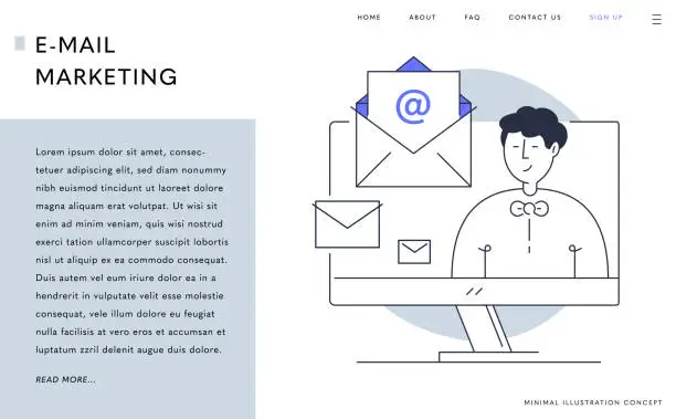 Vector illustration of Landing Page, Web Banner Design for E-Mail Marketing Concept.