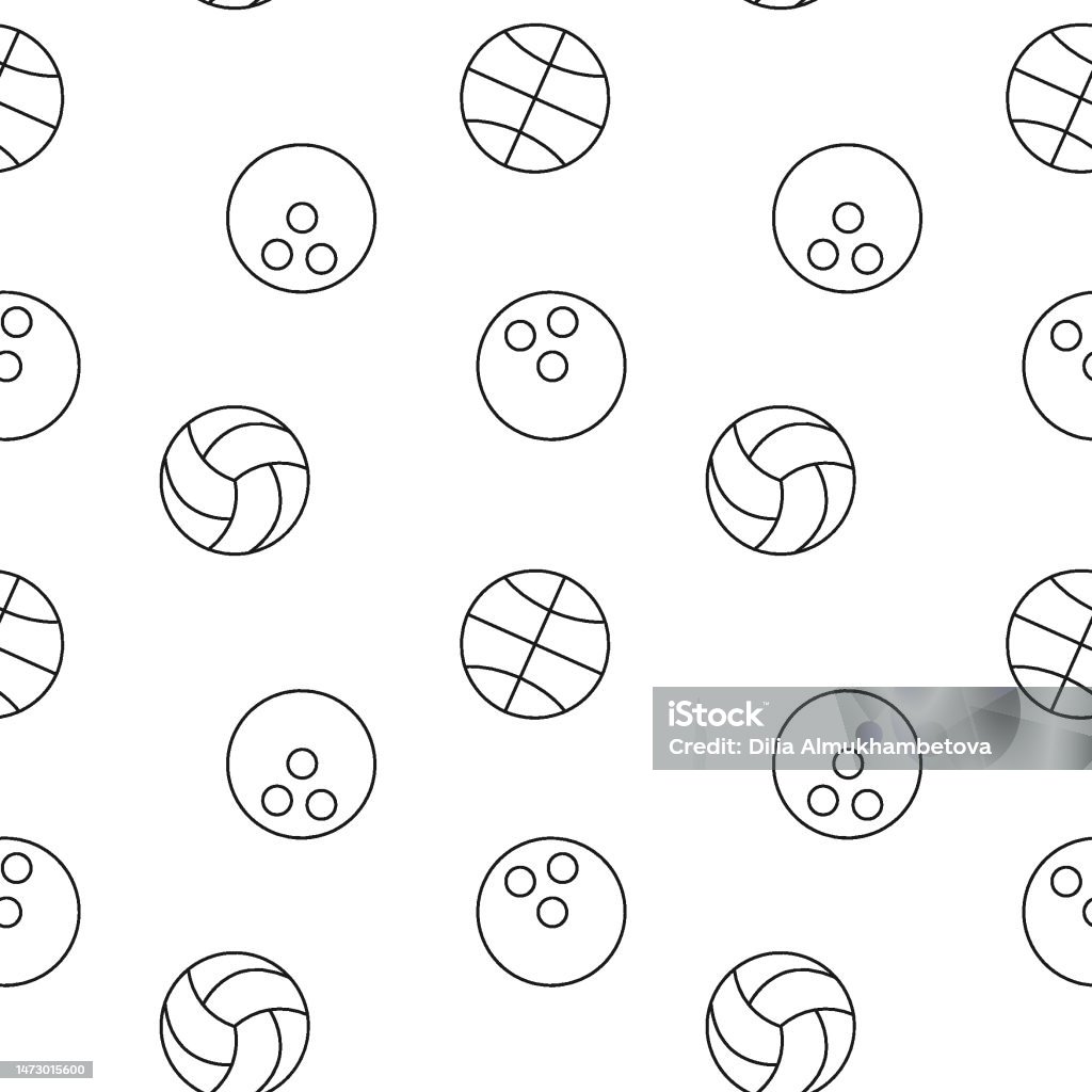 Ball Vector Pattern Monochrome Vector Seamless Pattern Of Balls For Games For Web Sites And ...