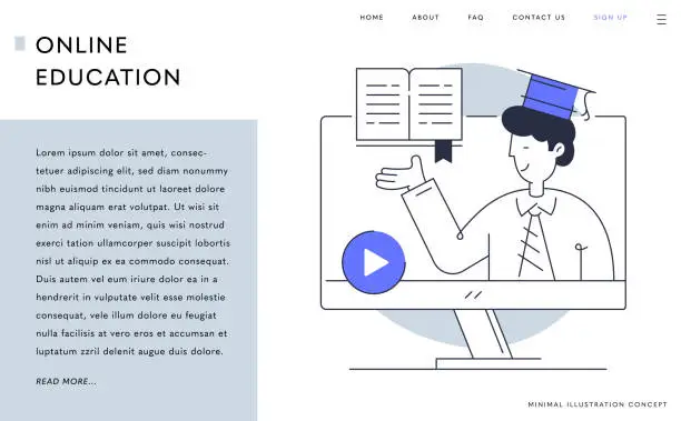 Vector illustration of Landing Page, Web Banner Design for Online Education Concept.