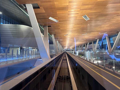 Miami, United States - November 15, 2021: View of the international flight waiting room at Miami International Airport. It is the largest gateway between the United States and southern Latin America and the Caribbean, and is one of the largest airline hubs in the United States.