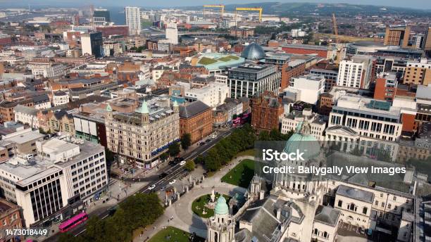 Aerial Photo Of Belfast City Skyline Cityscape In Northern Ireland Stock Photo - Download Image Now