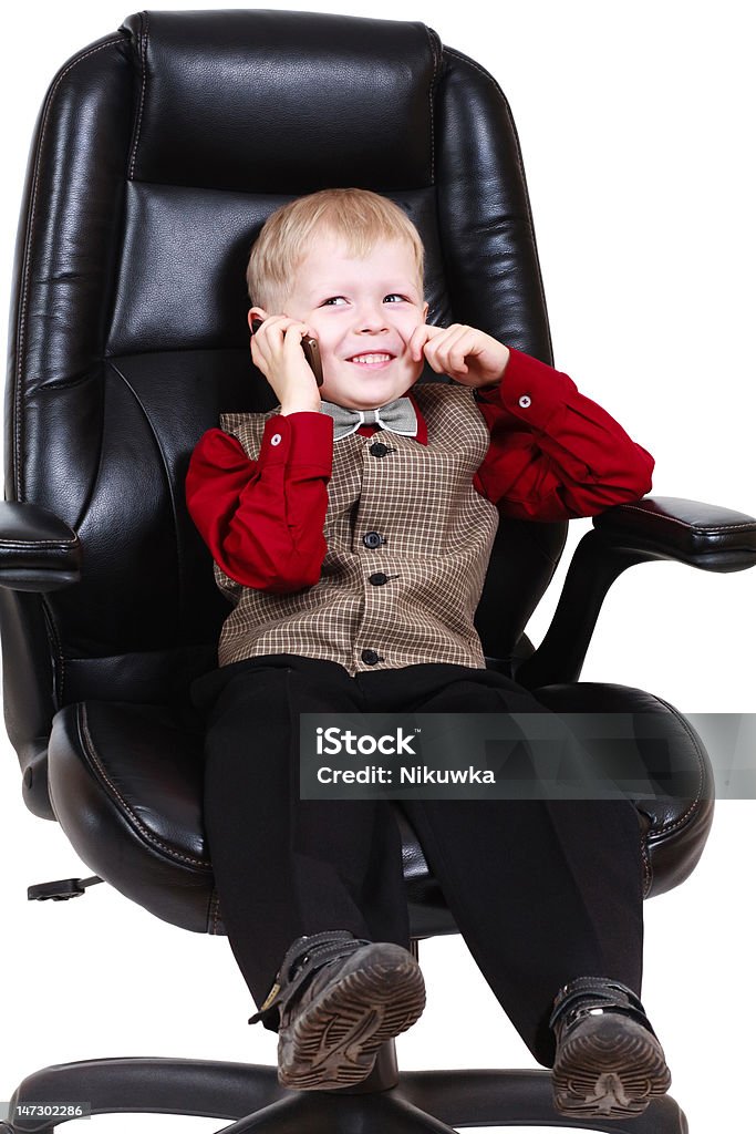 Criança Empresário chefe chamando por telefone - Foto de stock de 12-17 meses royalty-free