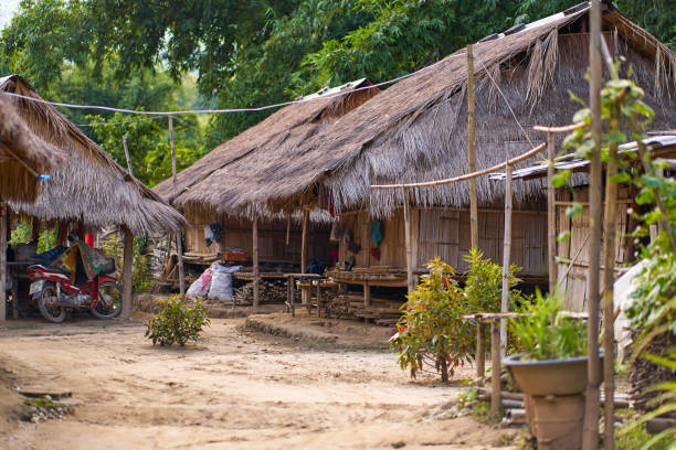 istock Palm Thatched Huts in a Thai Village 1473023534