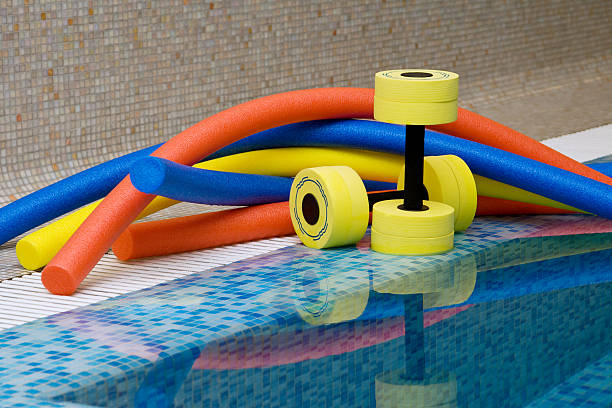 water aerobics equipment stock photo