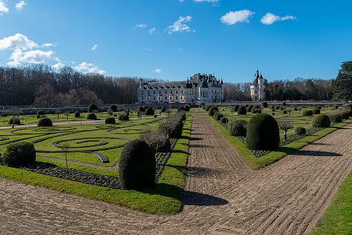 Chenonceau France. February 26, 2023. Chateau de Chenonceau located along the Loire